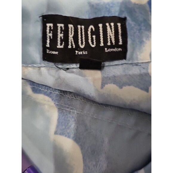 Vintage 90s Fergugini Hawaiian Shirt Mens Size Large Blue Aloha Palm Trees - Picture 7 of 10